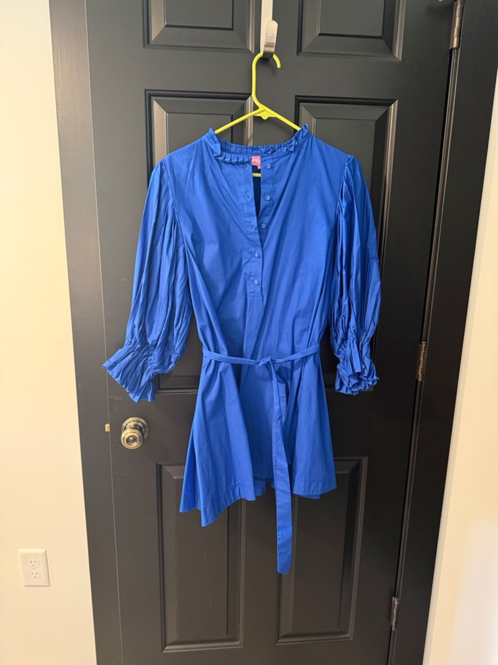 Women's Bright Blue Button-Front Tie-Waist Tunic